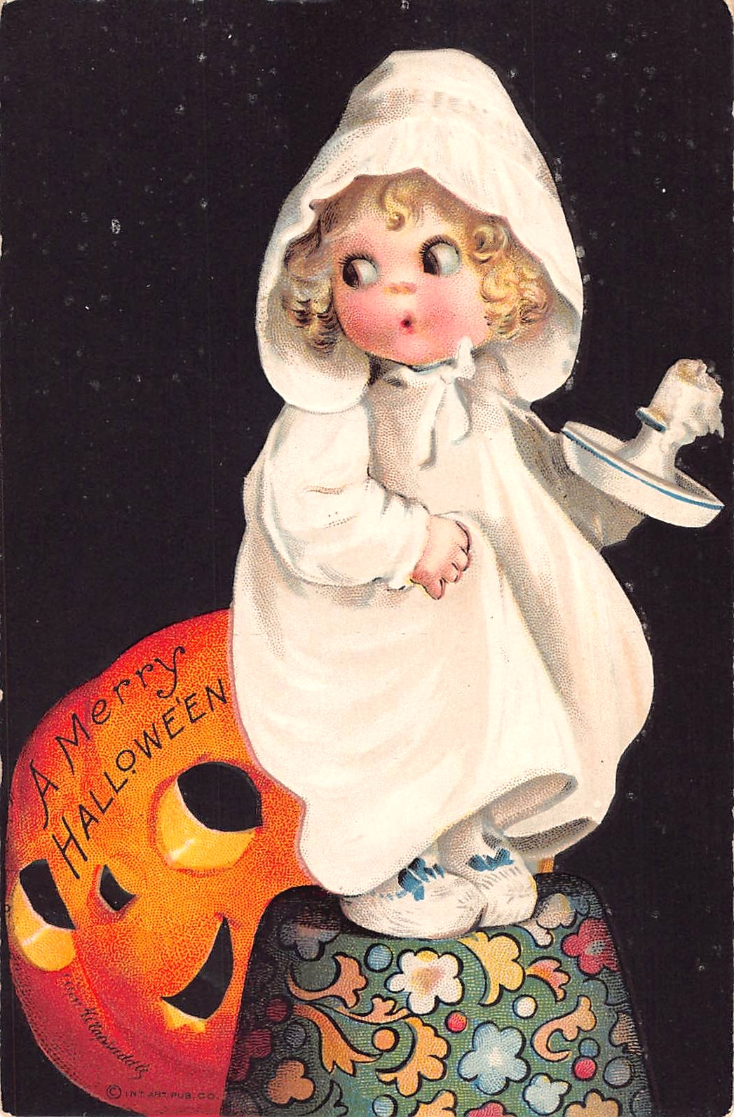 c.1910 sgd. Clapsaddle Girl with Jack O' Lantern Halloween post card c.1910 sgd. Clapsaddle Girl with Jack O' Lantern Halloween post card