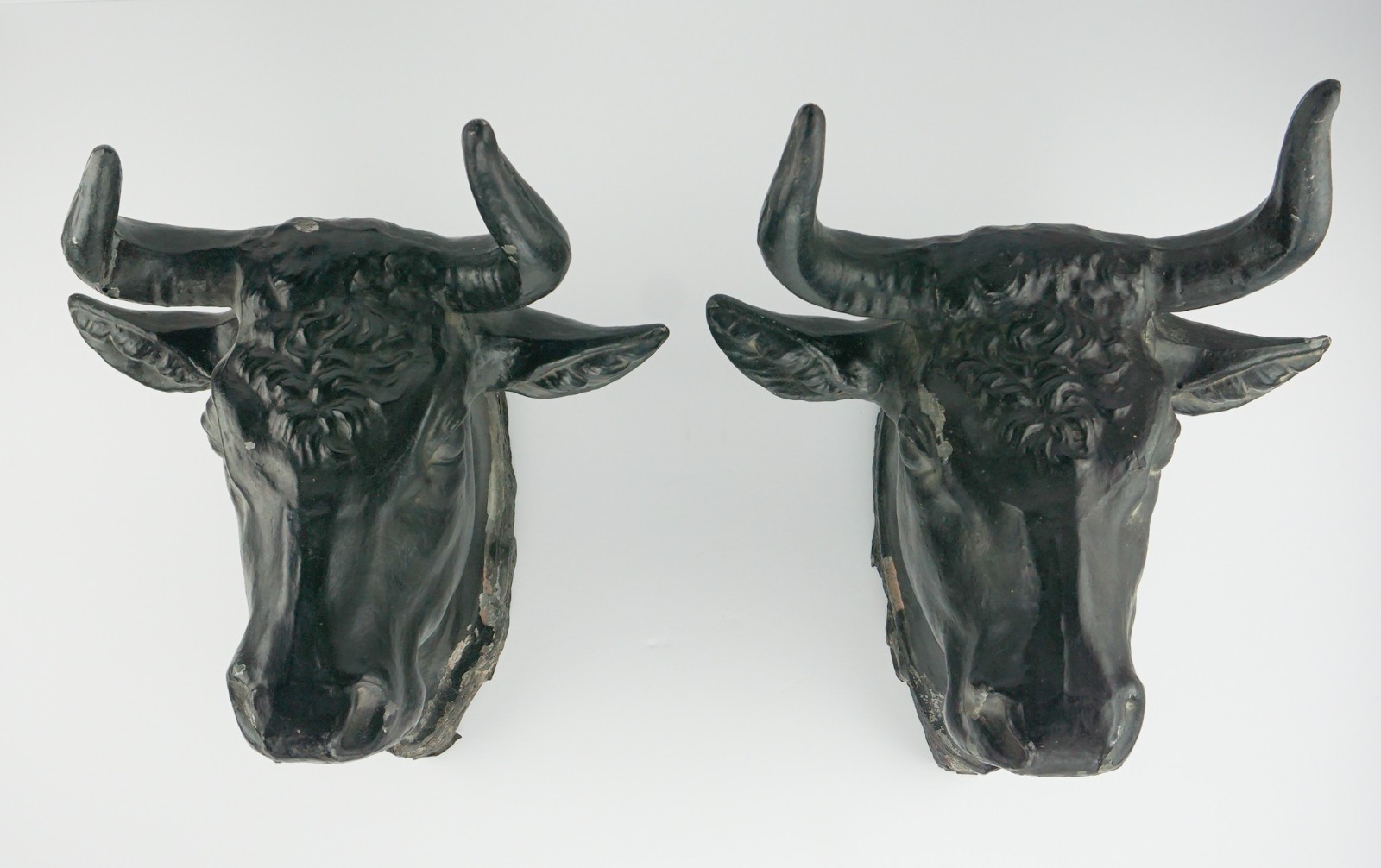 Zinc Steer Heads - Antique Meat Market Trade Sign Zinc Steer Heads - Antique Meat Market Trade Sign