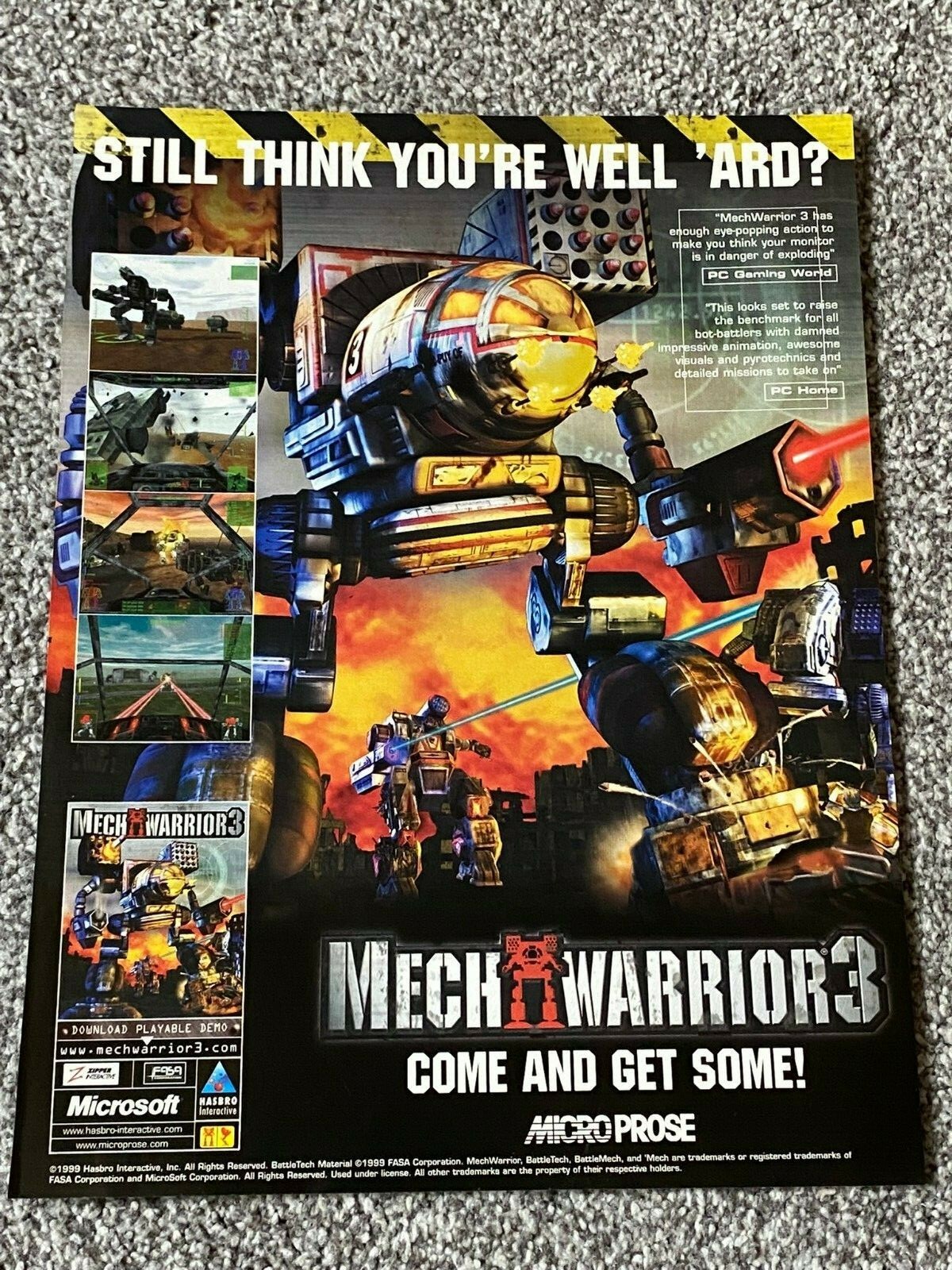 Collectable Vintage 1999 Magazine Advert Picture MechWarrior3 PC Hasbro Game Ad Collectable Vintage 1999 Magazine Advert Picture MechWarrior3 PC Hasbro Game Ad