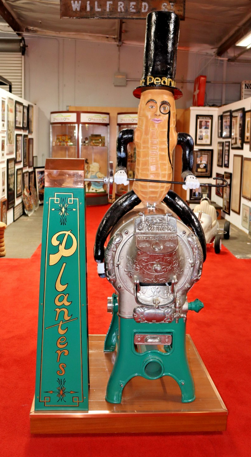 1920s Planters Peanut Roaster Display w/ Fibergl Mr.Peanut Figure Museum Quality 1920s Planters Peanut Roaster Display w/ Fibergl Mr.Peanut Figure Museum Quality
