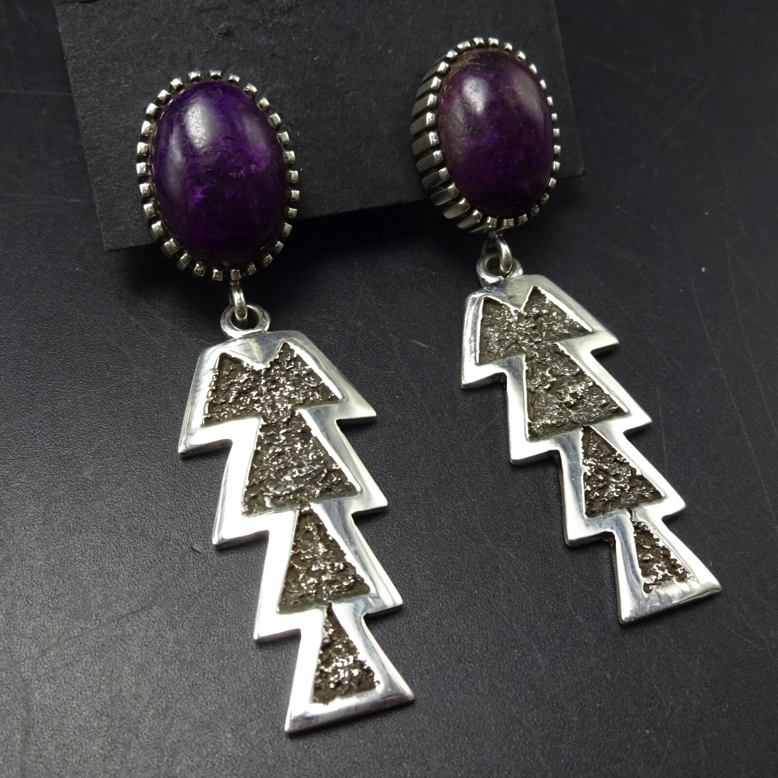 RADIANT Navajo TONEY MITCHELL Sterling Silver and PURPLE SUGILITE EARRINGS RADIANT Navajo TONEY MITCHELL Sterling Silver and PURPLE SUGILITE EARRINGS