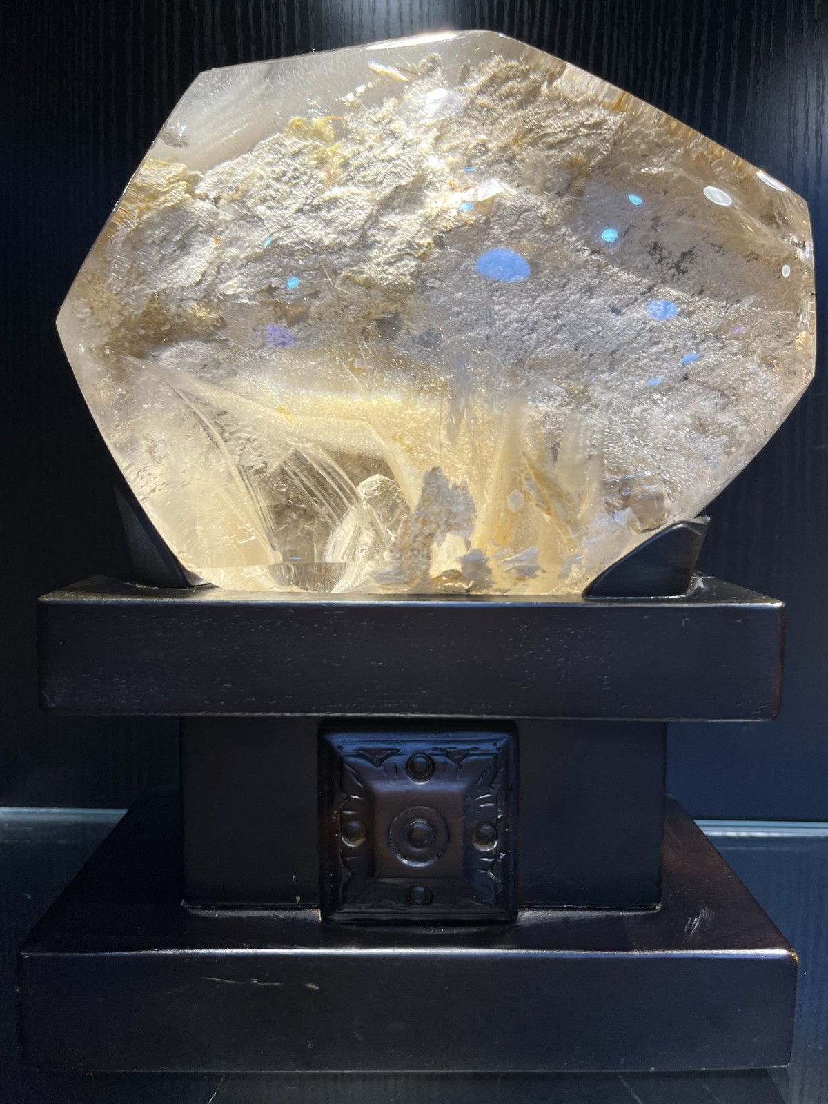 Rare Inclusion Quartz Display, Natural Phantom Crystal for Feng Shui Decor