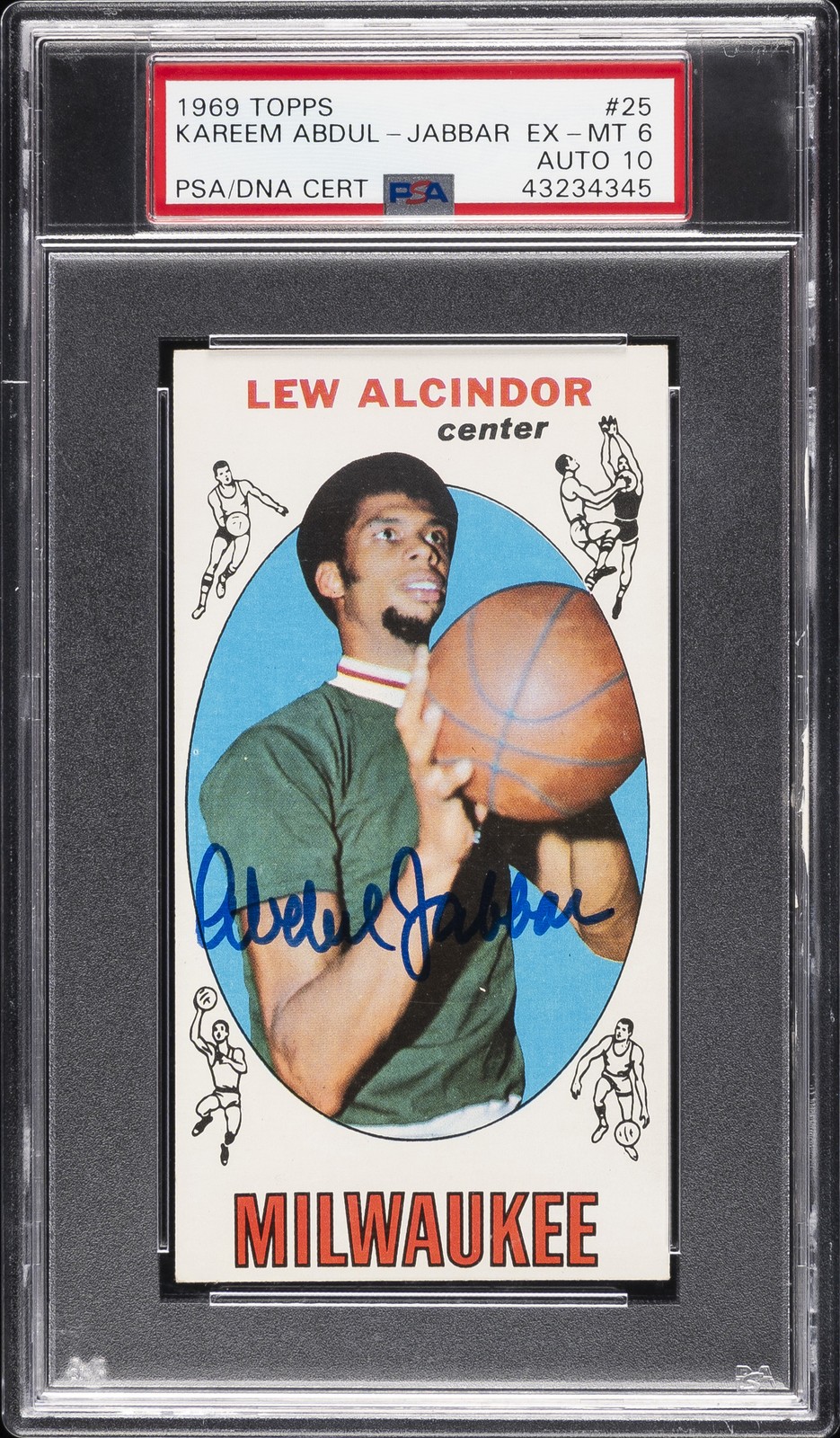 1969 TOPPS ##25 KAREEM ABDUL-JABBAR PSA DNA 6 1969 TOPPS ##25 KAREEM ABDUL-JABBAR PSA DNA 6