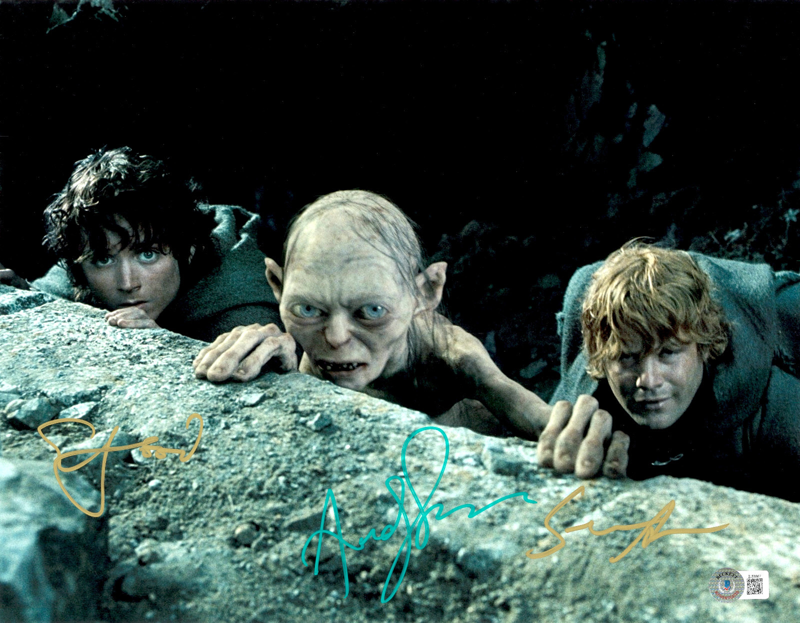 Elijah Wood Andy Serkis Sean Astin Signed Auto Lord Of The Rings 11x14 Photo BAS