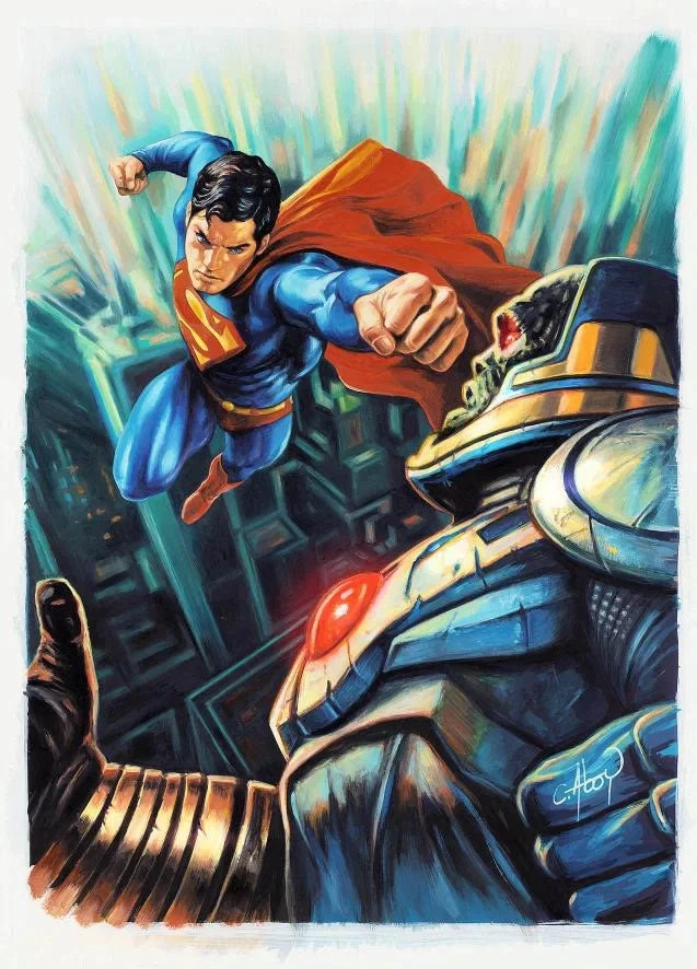 CLAUDIO ABOY SUPERMAN VS. DARKSEID ORIGINAL ACRYLIC PAINTING DC COMICS NEW 2025 CLAUDIO ABOY SUPERMAN VS. DARKSEID ORIGINAL ACRYLIC PAINTING DC COMICS NEW 2025