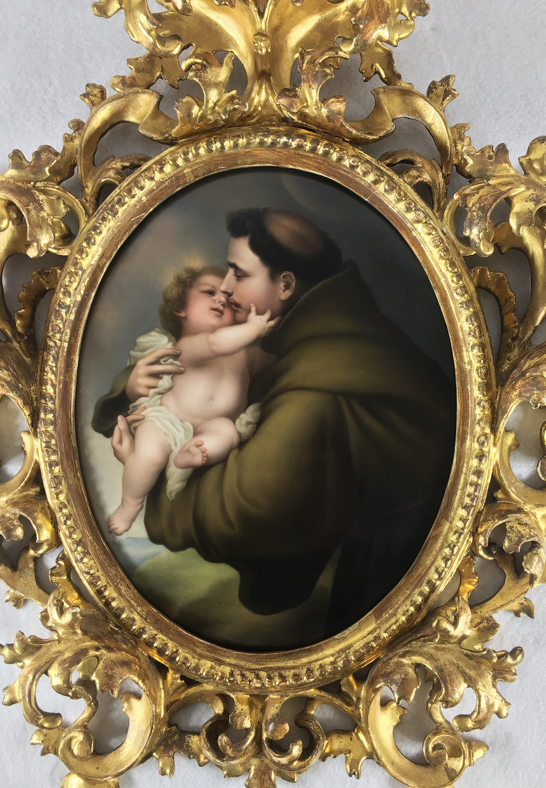 Large Antique KPM Porcelain Plaque Saint Anthony and Baby 19th Century Large Antique KPM Porcelain Plaque Saint Anthony and Baby 19th Century