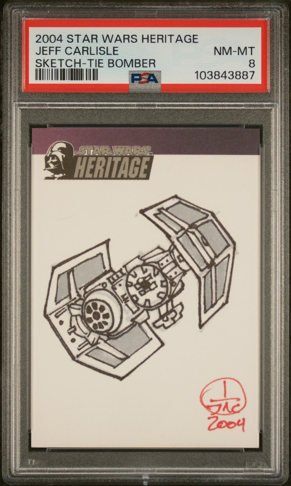 2004 STAR WARS HERITAGE ARTIST SKETCH TIE BOMBER JEFF CARLISLE PSA 8