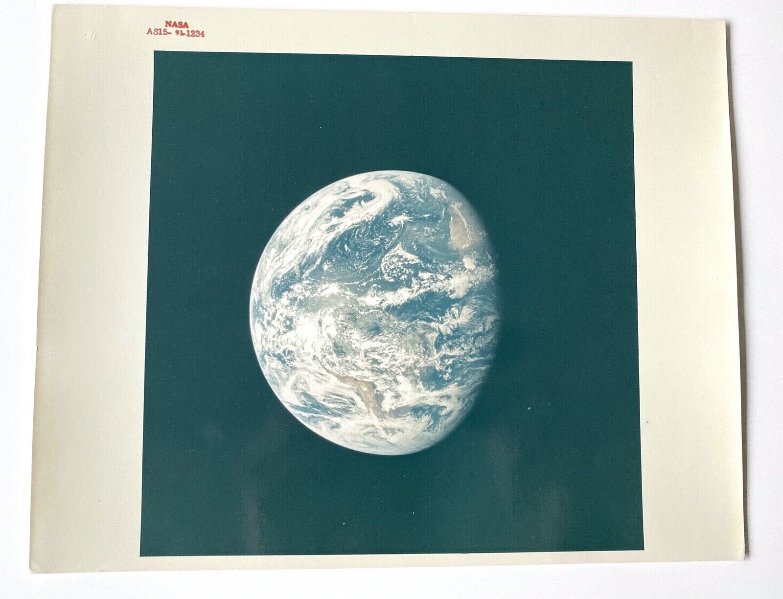 Vintage photo of NASA APOLLO 15 ICONIC VIEW OF EARTH 26 JULY 1971