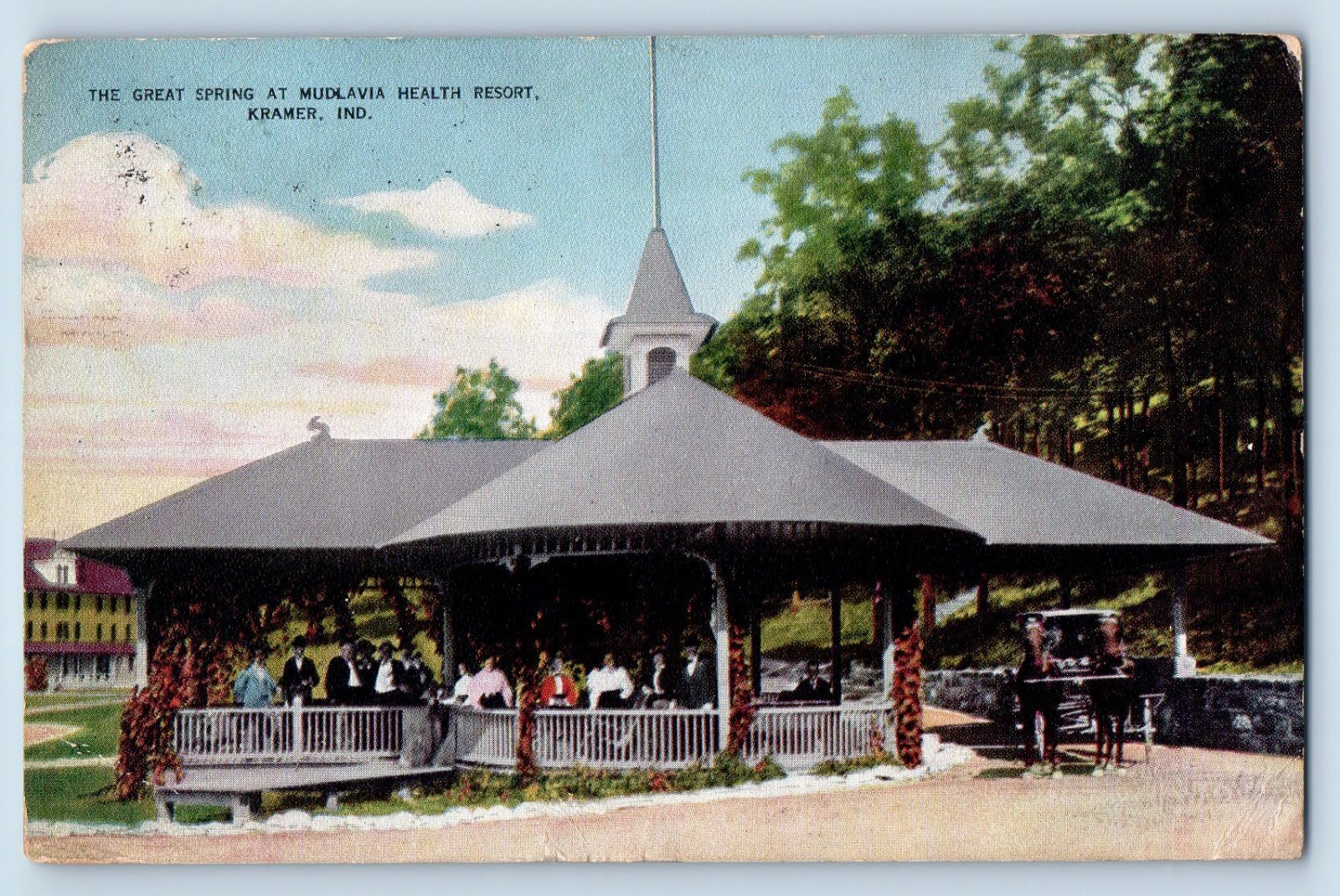 Kramer Indiana IN Postcard The Great Spring At Mudlavia Health Resort c1910's Kramer Indiana IN Postcard The Great Spring At Mudlavia Health Resort c1910's