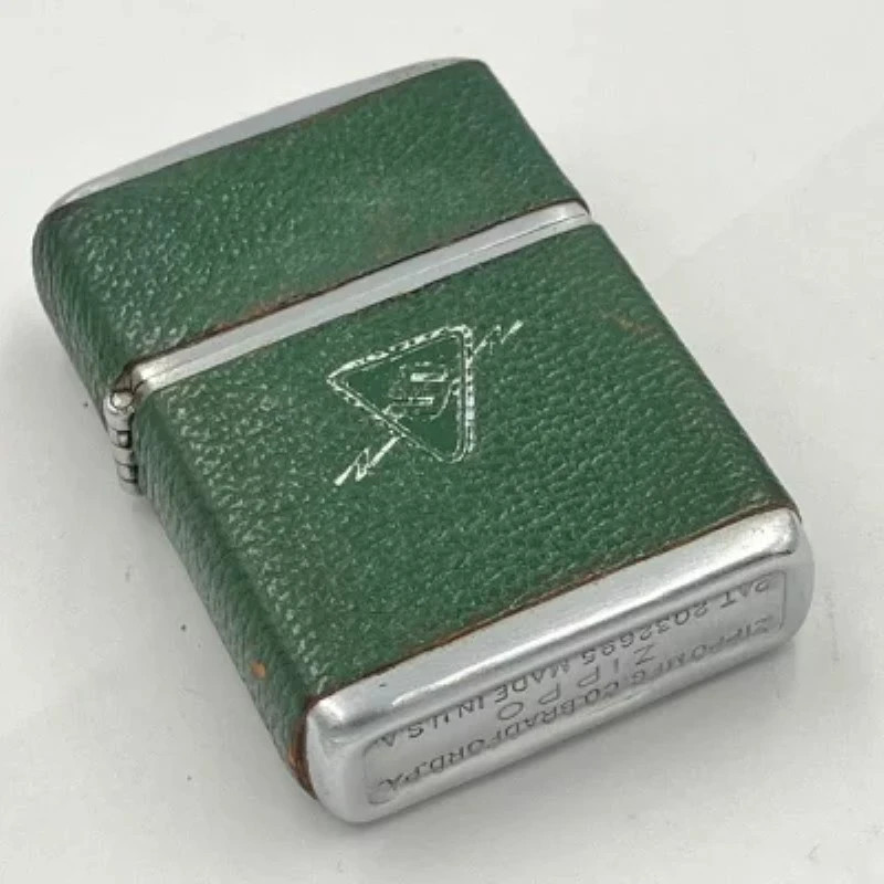 Vintage 1952 Zippo Half Cover Leather Oil Lighter Green Steel Rare Unfired Vintage 1952 Zippo Half Cover Leather Oil Lighter Green Steel Rare Unfired