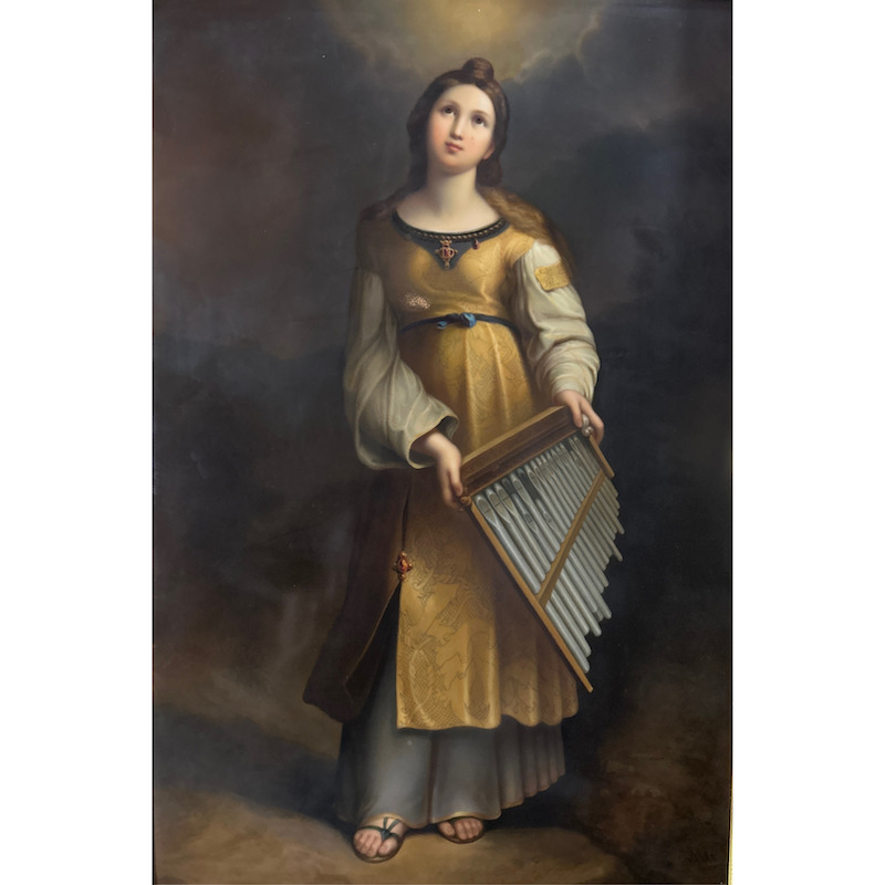 KPM Porcelain Portrait Of Saint Cecilia After Raphael With Gilt wood Frame