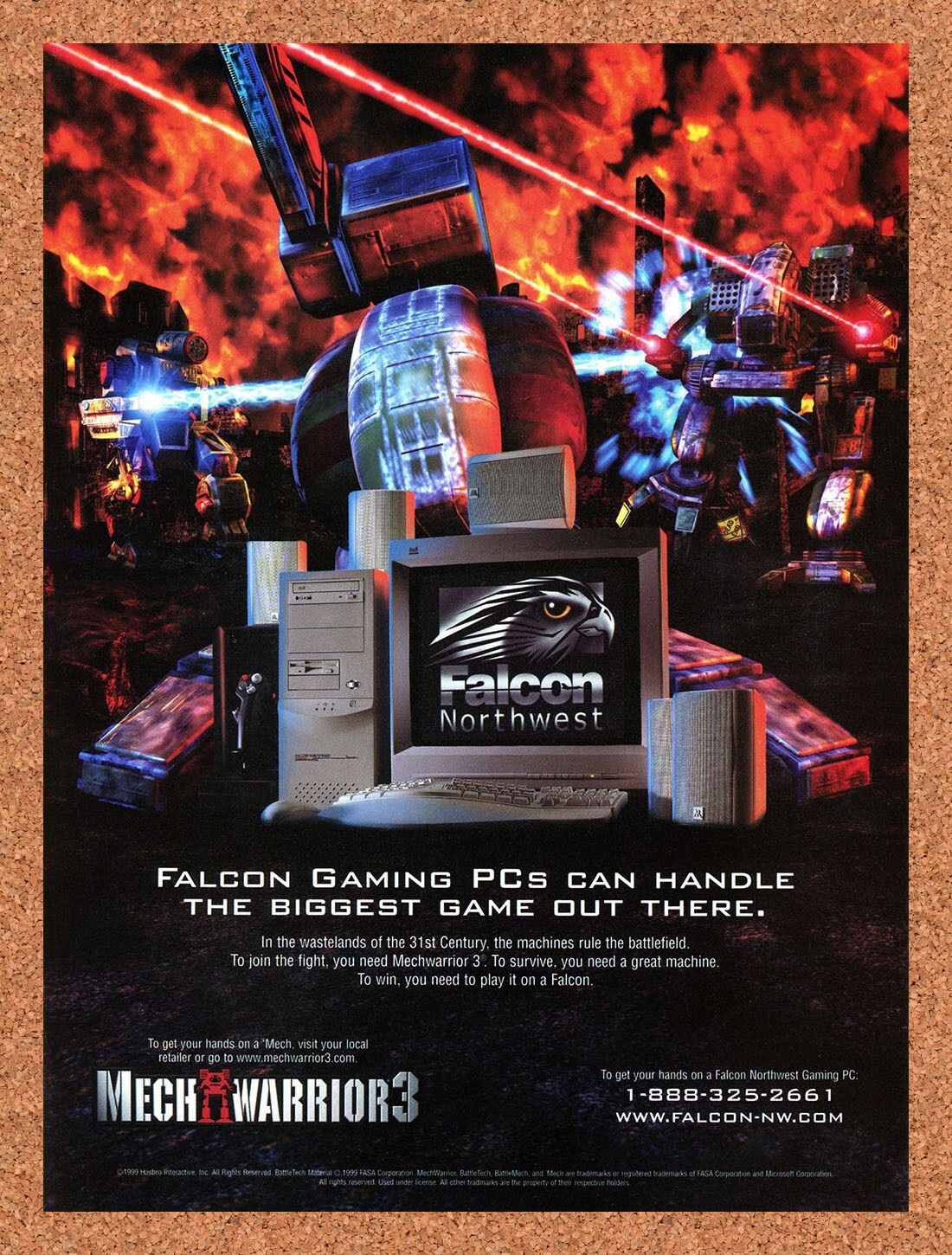 1999 MechWarrior 3 Falcon Northwest Original Advertisement / Retro Promo v2 1999 MechWarrior 3 Falcon Northwest Original Advertisement / Retro Promo v2