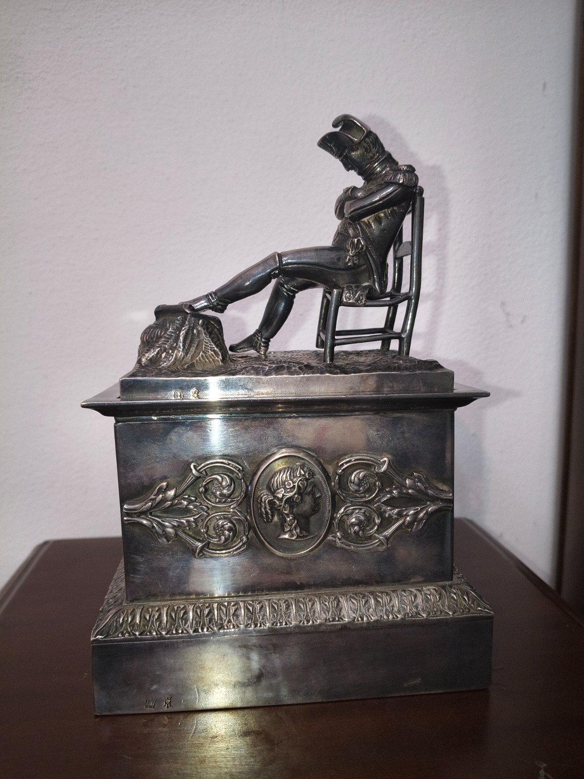 Antique monumental inkwell Napoleon Bonaparte Sterling silver to Andre' Massena 