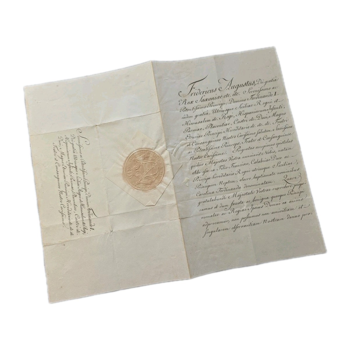 Saxony King Frederick Augustus Signed Royal Letter King Ferdinand I Two Sicilies