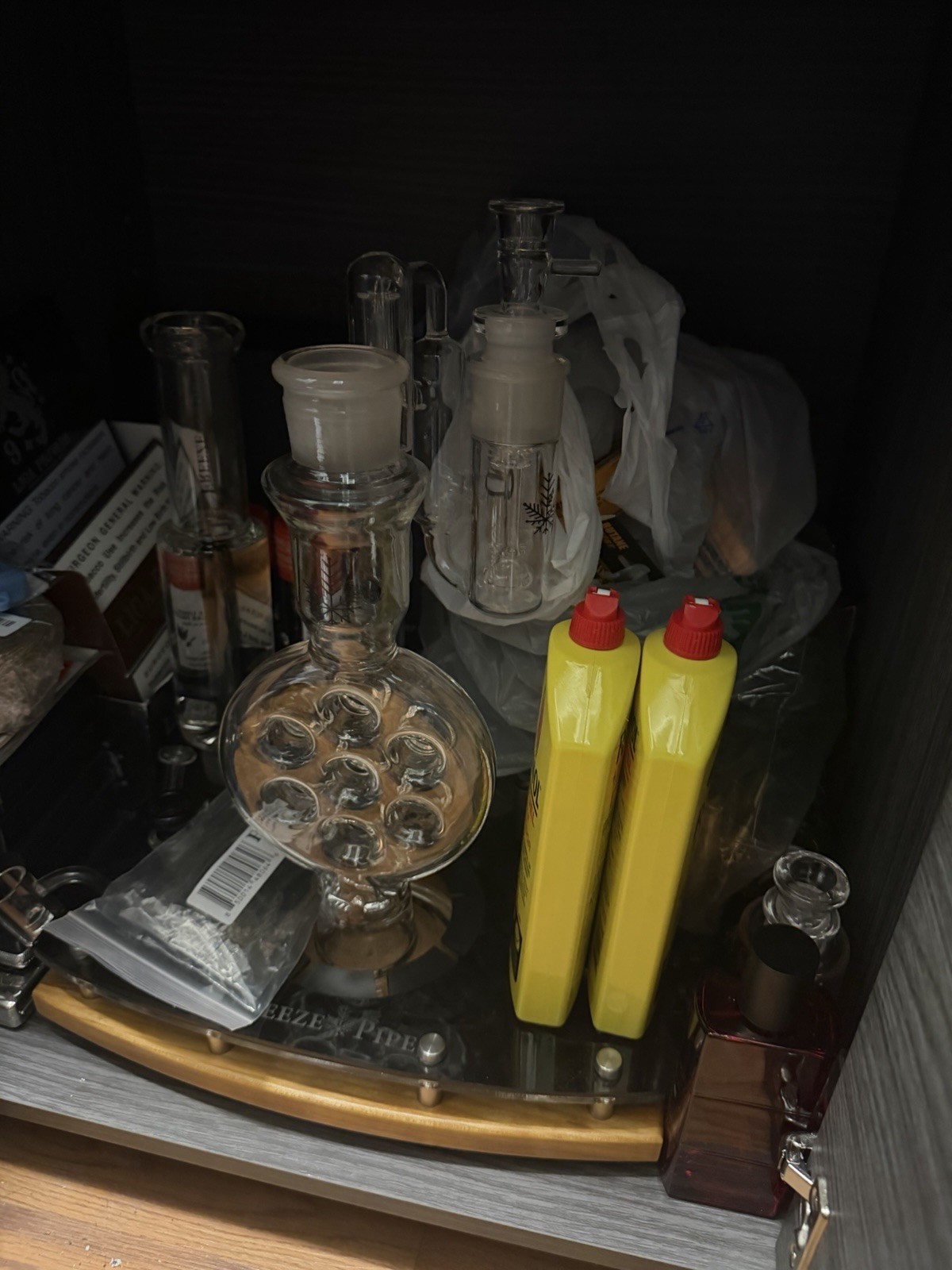 Swiss Super-Bong and USA-Made Antique Tray