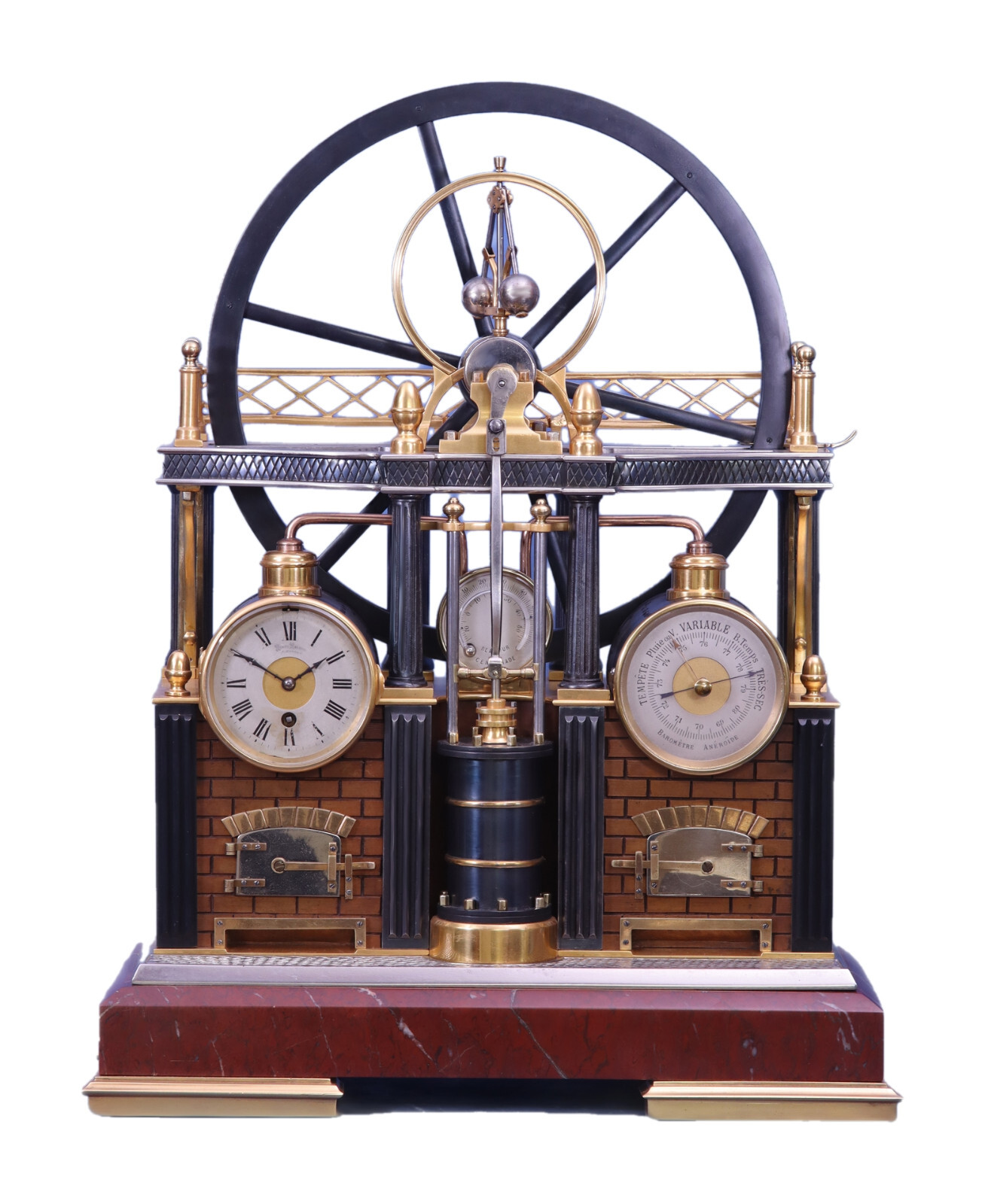 RARE DOUBLE BOILER ANTIQUE ANIMATED FRENCH INDUSTRIAL CLOCK RARE DOUBLE BOILER ANTIQUE ANIMATED FRENCH INDUSTRIAL CLOCK