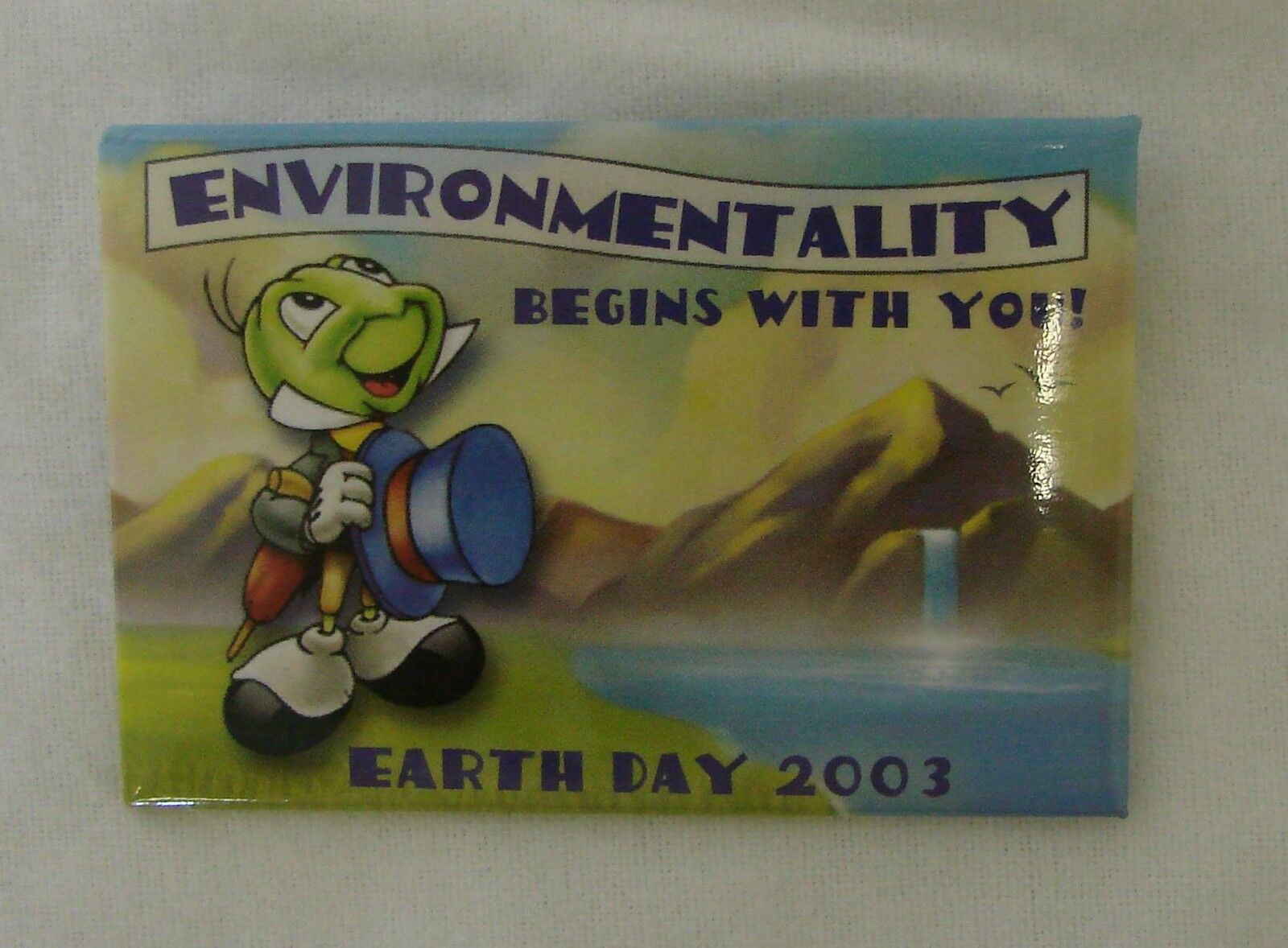 Jiminy Cricket Environment Green Earth Day 2003 Collectible Pin Back Disney WDW