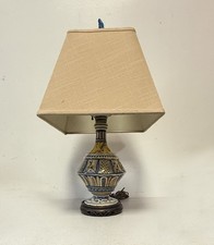 19thc Spanish majolica pottery  lamp  Depicts rabbits, deer and hunters picture