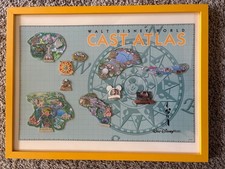 OLD RARE Cast Member Walt DISNEY World Framed ATLAS Map Pin Set MK AK MGM Epcot+ picture