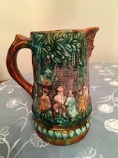Antique French Frie Onnaing Majolica Ceramic Pitcher picture