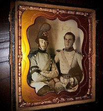 Rare 1840s 1850s 1/6 Daguerreotype Two Men In Uniform Soldier Or Fireman Photo picture