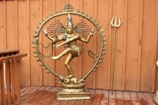 Life Size Nataraja Shiva Brass Statue Large Hindu Sculpture Handmade India picture