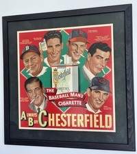 CHESTERFIELD CIGARETTES ORIGINAL 1948 CARDBOARD SIGN JOE DIMAGGIO TED WILLIAMS picture