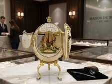 2005 Vintage Faberge Eggs Large Ostrich egg Natural Faberge egg Pure Gold decor picture