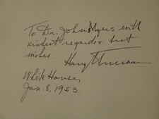 Signed By Harry S. Truman To Dr. John Myers Encyclop Of Biblical Interpretation  picture