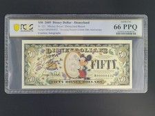 Rare Autographed Disney $50 Dollars, 2005 Serie B Mickey 
