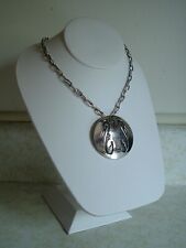 PRESTON MONONGYE HOPI STERLING SILVER NECKLACE BROOCH 1950's FIRST MARK OLD PAWN picture