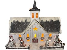 Cody Foster-Putz House Christmas Country White Church Putz House-light-VTG picture
