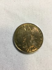 Vintage Double Sided Gold Plated Angelic Guardian Angel Coin picture