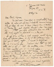 Famed British Illustrator ARTHUR RACKHAM, Autograph Letter Signed, August 1920 picture