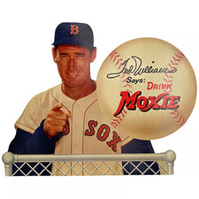 1950s Ted Williams Red Sox Moxie Soda Original Unused Cardboard Advertising Sign picture