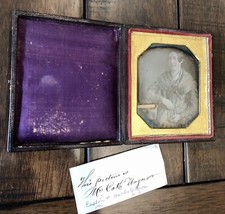 1840s Mathew Brady daguerreotype ID’d woman wearing tinted dress Color Rare picture
