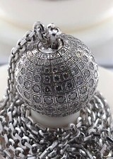 CARTIER 18K White Gold Diamond Disco Ball Pendant Necklace 32” Cable Link Authe picture