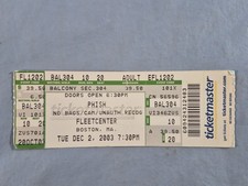 December 12-2-03 2003 PHISH Ticket Stub Fleet Center Boston 20th Anniversary picture