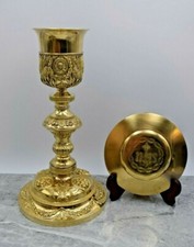 + Ornate Vintage French Baroque Chalice & Paten, c.1880's, All Sterling (AHB36) picture