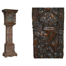 EXQUISITE ANTIQUE RESTORED HAND CARVED GRANDFATHER CLOCK CASE DEPICTING A KING picture