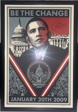 Barack Obama Signed 24x36 Be The Change 2009 Poster Shepard Fairey PSA/DNA LOA picture