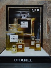CHANEL No+5 Vintage 1980s A Huge Display Center & 4x Parfum 1x EDP Glass Bottles picture