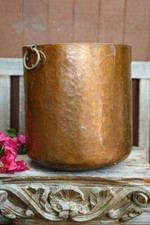 Rare Huge Early Antique 1800s French Copper Pot Hand Hammered Dovetail Seam picture