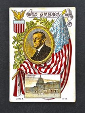 1913 President Woodrow Wilson ROOKIE Card #18 USA Flag Rare Issue Mismatch READ picture