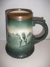 Rare antique Lenox porcelain tankard mug with golf  scene sterling silver rim picture