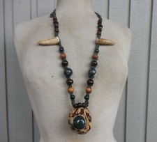 Tagua Secret Pipe Hemp Necklace w/ Moss Agate Bloodstone Antler Tips Adjustable picture