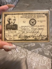 photo copy of Marilyn Monroe United States of America Department of defense ID picture