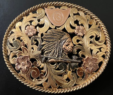 Clint Orms Solid 14k Gold Comanche Chief Trophy Belt Buckle Ltd Ed 1 of 10 picture