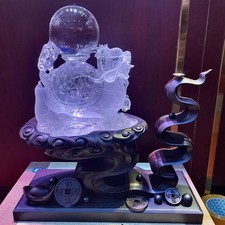 16.4LB top Natural Himalaya clear crystal quartz carved big Dragon turtle+ stand picture