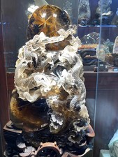 180LB Top Rare Natural gold Rutilated Quartz Dragon carved crystal ball Reiki picture